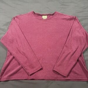 LL Bean Top Womens Size XL Maroon 100% Cotton Long Sleeve Tee Minimalist Capsule